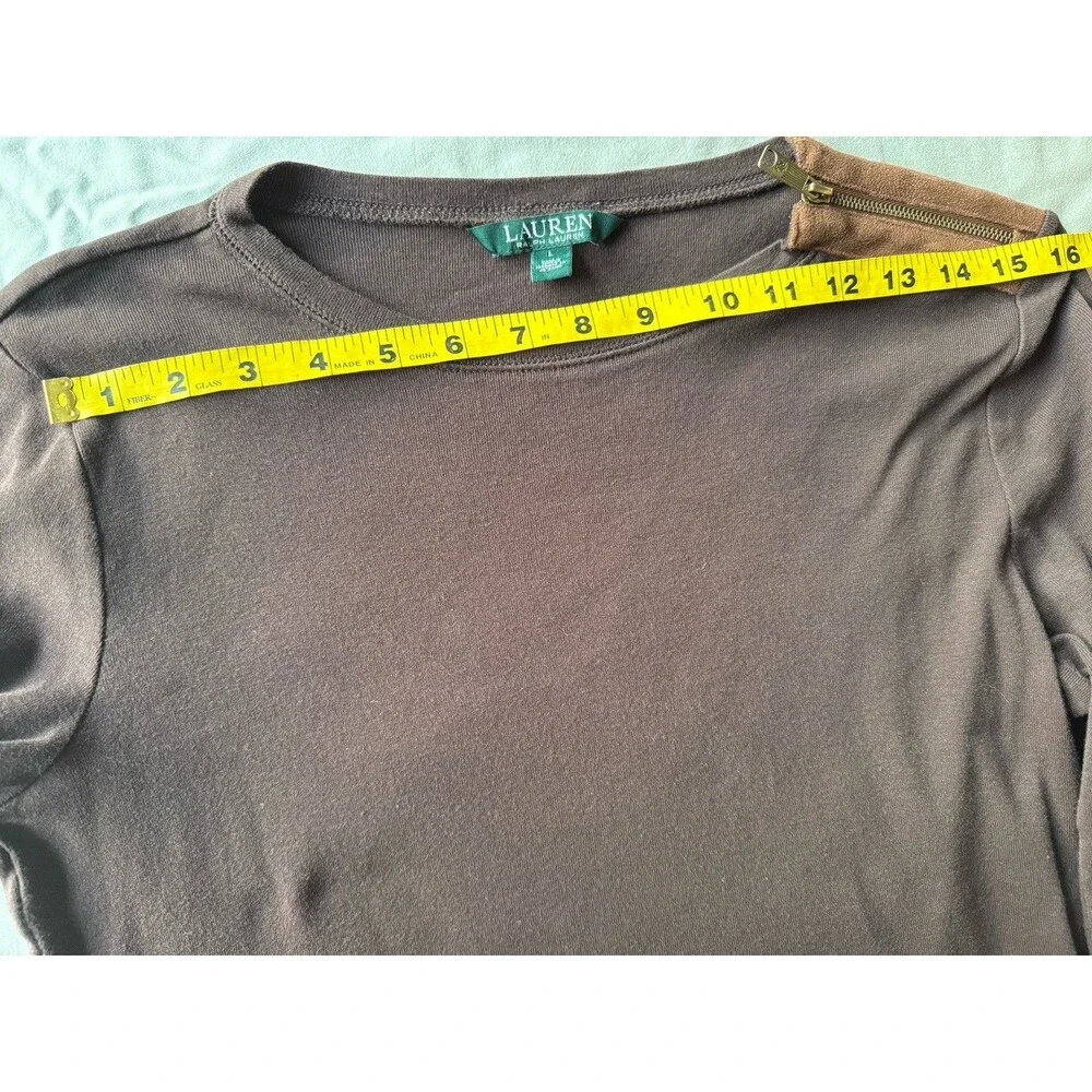 Lauren Ralph Lauren Big Girls Size L Brown Long Sleeve Shirt Suede Elbow Patches